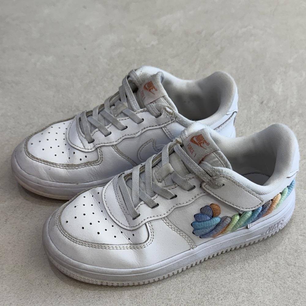 Nike Kids White Sneakers with Colorful Accents